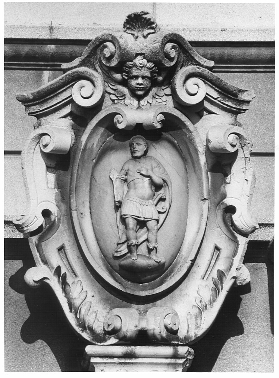 Stemma con San Defendente (scultura, opera isolata) - bottega italiana (sec. XVII)