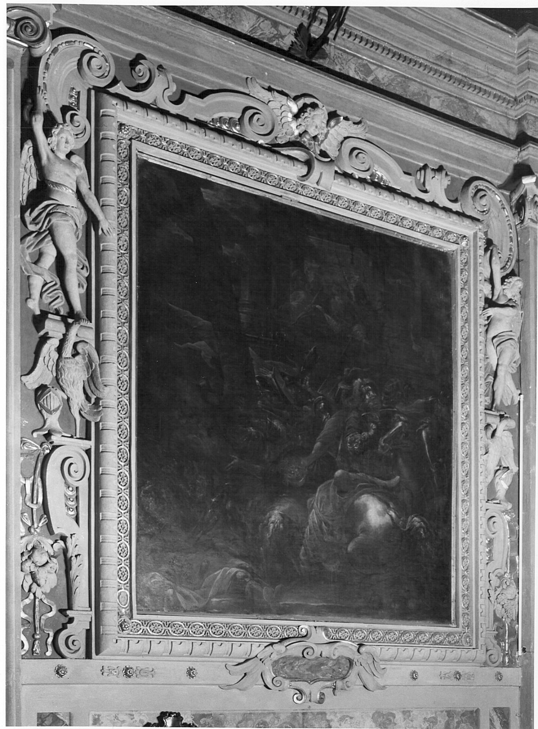 cornice a impostazione architettonica di dipinto, elemento d'insieme - bottega lombarda (sec. XVII)