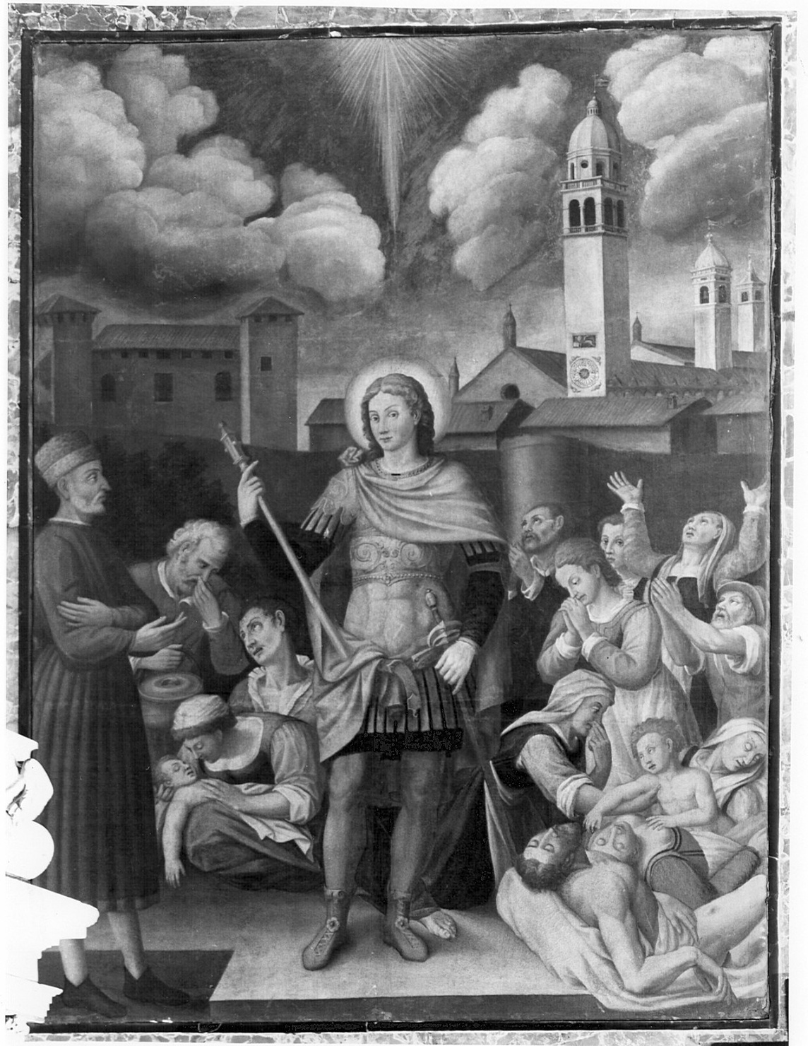 San Defendente appare a Tolotto (dipinto, opera isolata) di Gatti Aurelio detto Soiaro (sec. XVI)
