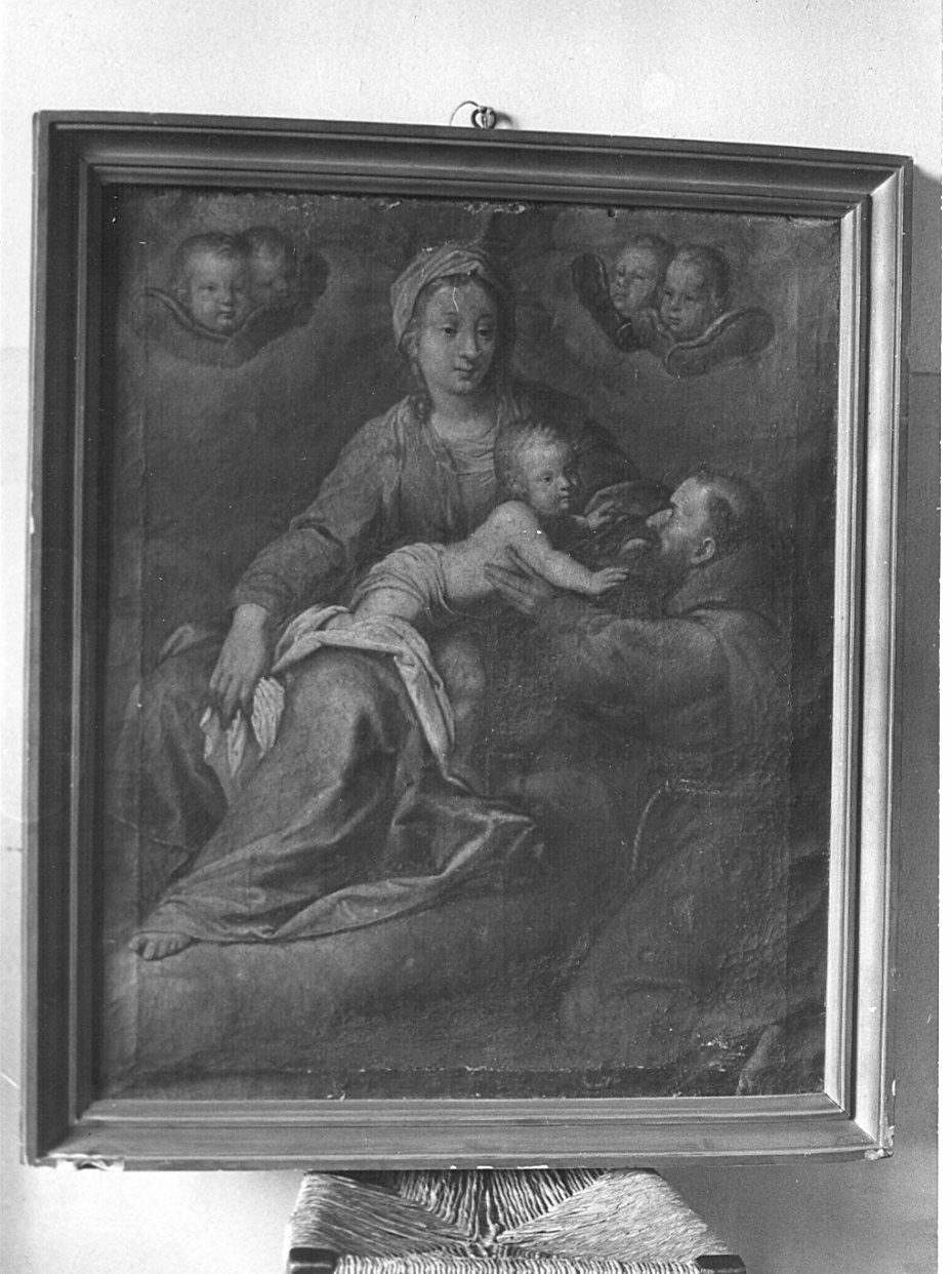 Madonna con Bambino e Santo francescano (dipinto, opera isolata) di Cotta Giacomo (attribuito) (sec. XVII)
