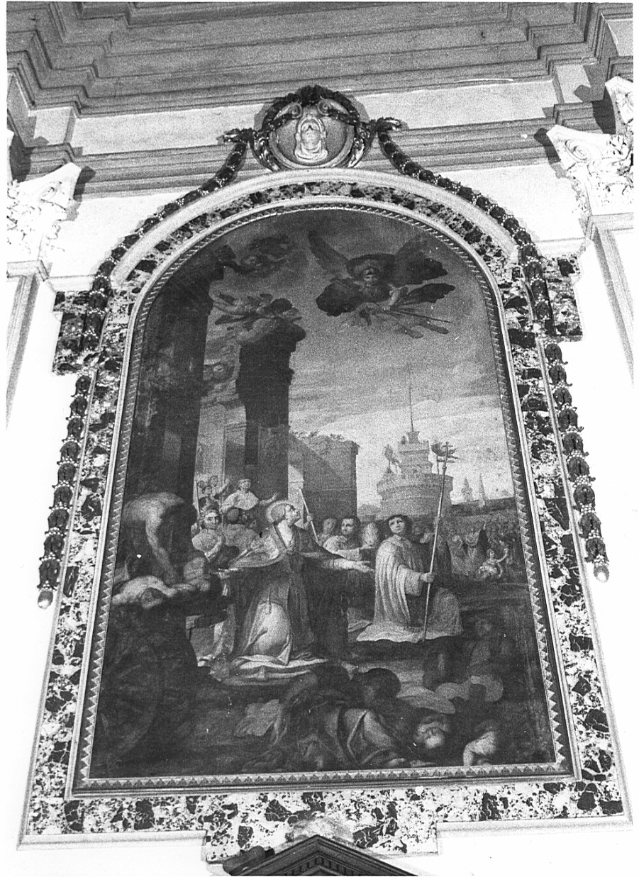 apparizione di San Michele Arcangelo sulla Mole Adriana (dipinto, opera isolata) di Carobio Giovanni (attribuito) (secondo quarto sec. XVIII)