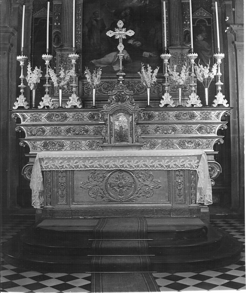 altare maggiore, complesso decorativo di Caniana Giovanni Battista (scuola) (metà sec. XVIII)