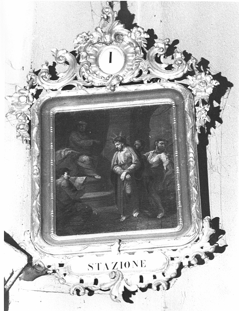 stazione I: Gesù condannato a morte (dipinto, elemento d'insieme) di Carobio Giovanni (attribuito) (metà sec. XVIII)