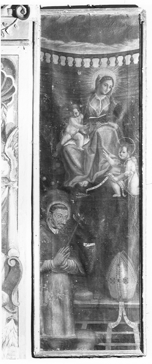 San Carlo Borromeo con la Madonna, Cristo Bambino e San Giovannino (dipinto, opera isolata) - ambito padano (sec. XVII)