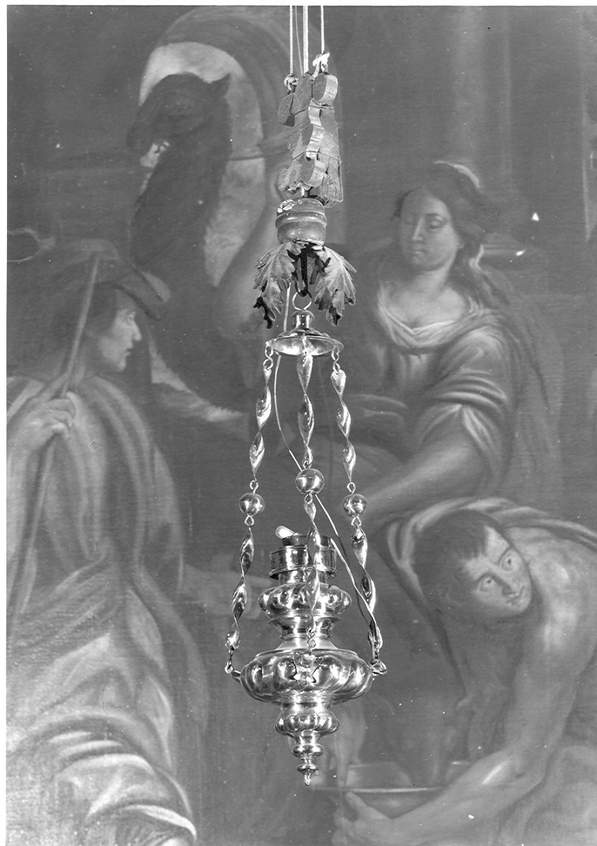 lampada pensile, serie - bottega lombarda (fine/inizio secc. XVII/ XVIII)