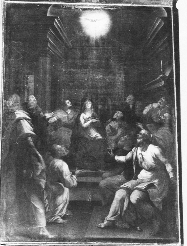 Pentecoste (dipinto, opera isolata) di Carpinoni Domenico (fine sec. XVI)