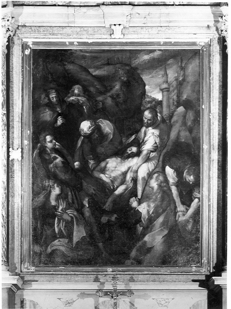deposizione di Cristo nel sepolcro (dipinto, opera isolata) di Carpinoni Domenico (fine sec. XVI)