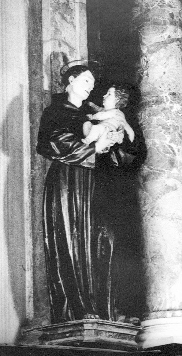 Sant'Antonio da Padova con il bambino (statua, opera isolata) - bottega bergamasca (sec. XVIII)