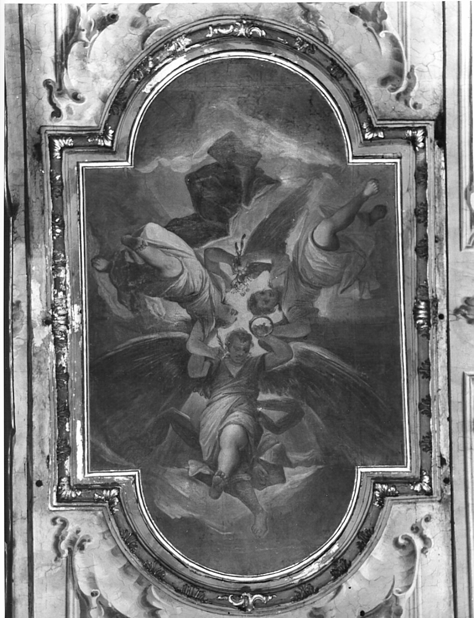 angeli con corona e fiori (dipinto, opera isolata) di Cifrondi Antonio (ultimo quarto sec. XVII)