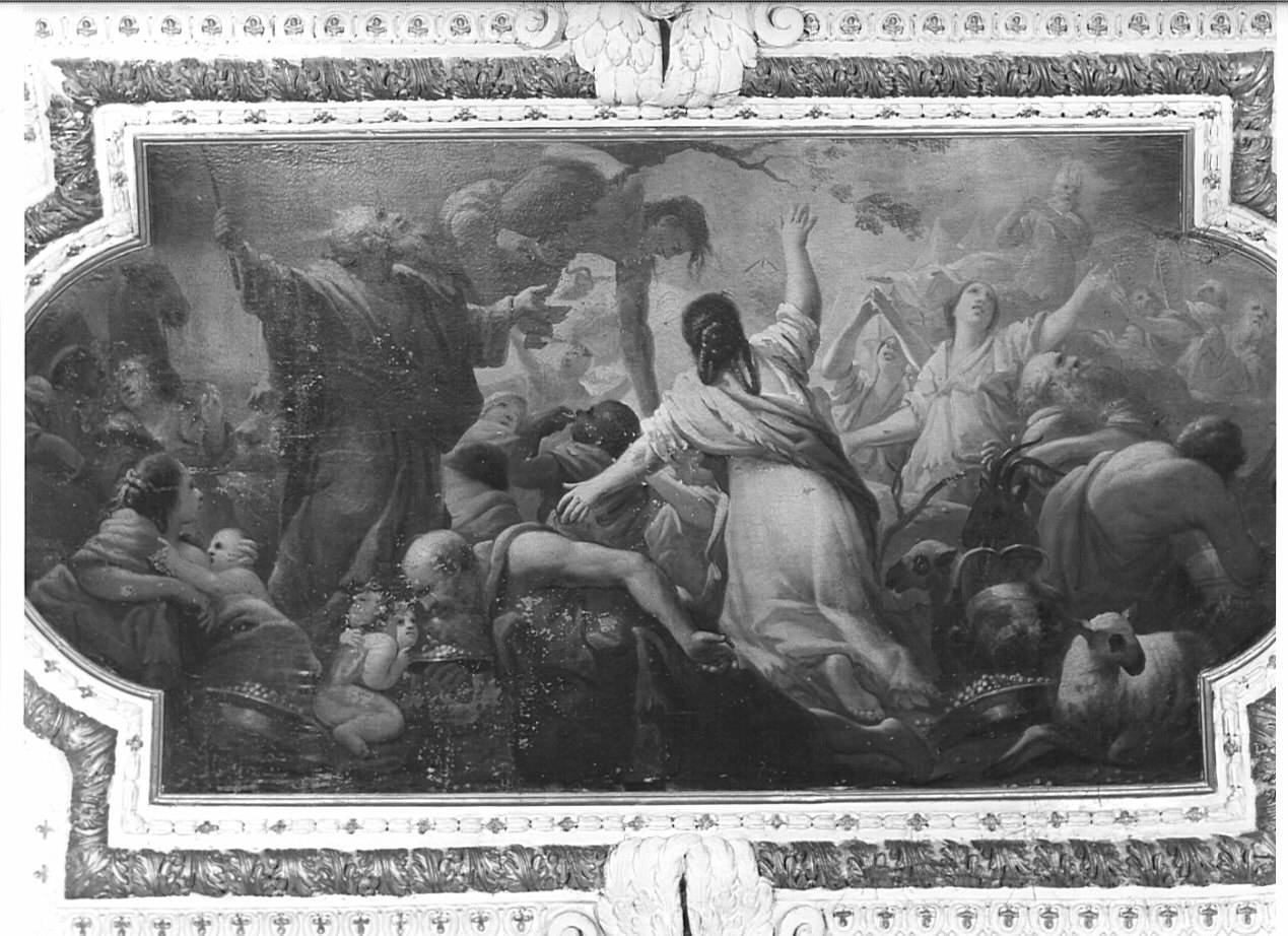 Mosè e la raccolta della manna (dipinto, opera isolata) di Ferrari Federico (sec. XVIII)