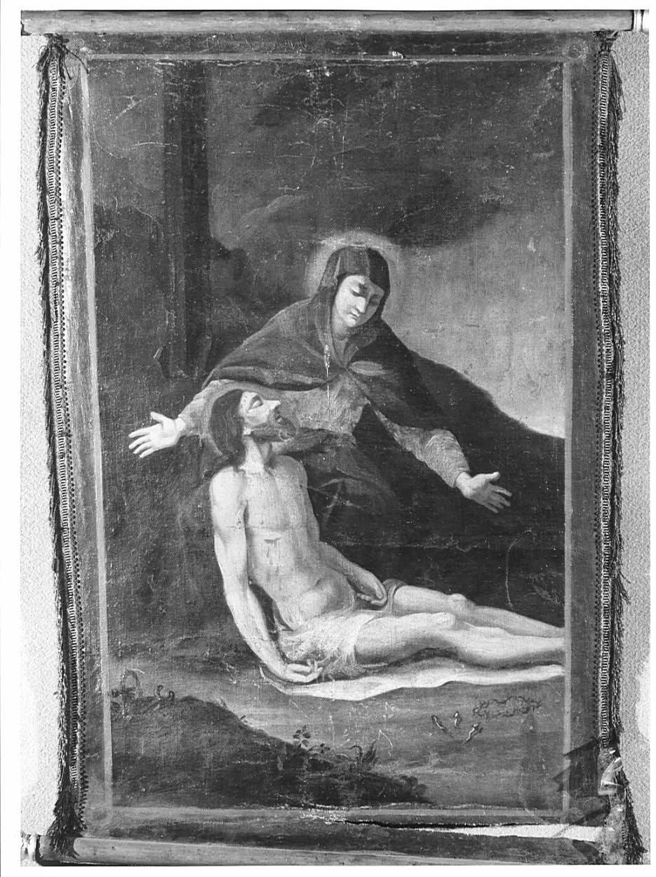 compianto sul Cristo morto (stendardo processionale, opera isolata) - ambito bergamasco (seconda metà sec. XVIII)