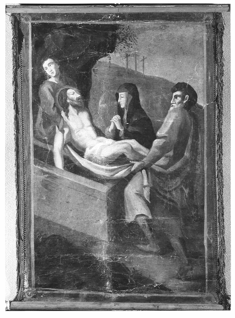 deposizione di Cristo nel sepolcro (stendardo processionale, opera isolata) - ambito bergamasco (seconda metà sec. XVIII)