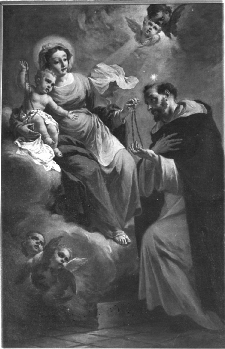 Madonna del Rosario (dipinto, opera isolata) di Capella Francesco detto Daggiù (attribuito) (seconda metà sec. XVIII)