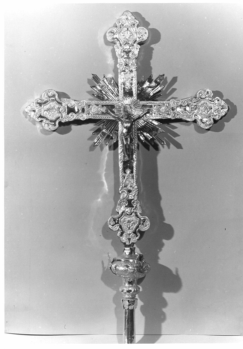 croce processionale, opera isolata - bottega bergamasca (seconda metà sec. XVIII, sec. XIX)
