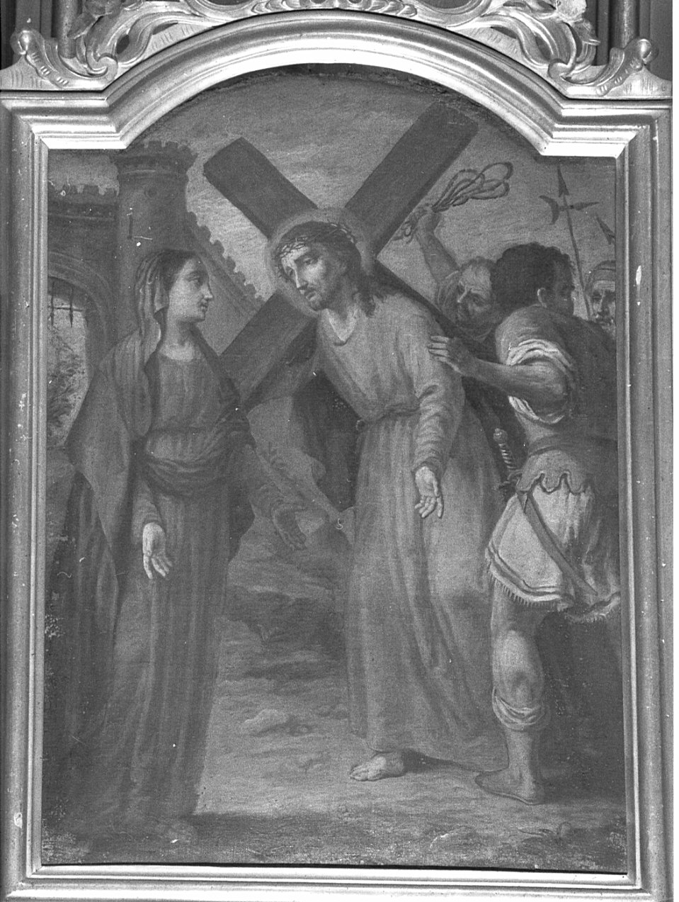 stazione IV: Gesù incontra la Madonna (Via Crucis, elemento d'insieme) di Peverada Gaetano (attribuito) (fine sec. XVIII)