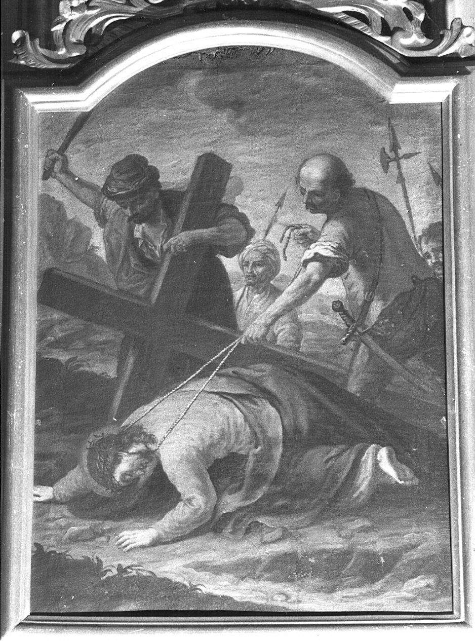 stazione IX: Gesù cade sotto la croce la terza volta (Via Crucis, elemento d'insieme) di Peverada Gaetano (attribuito) (fine sec. XVIII)