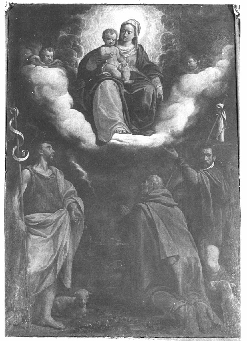 Madonna con Bambino in gloria e santi (dipinto, opera isolata) di Cavagna Gian Paolo (fine sec. XVI)