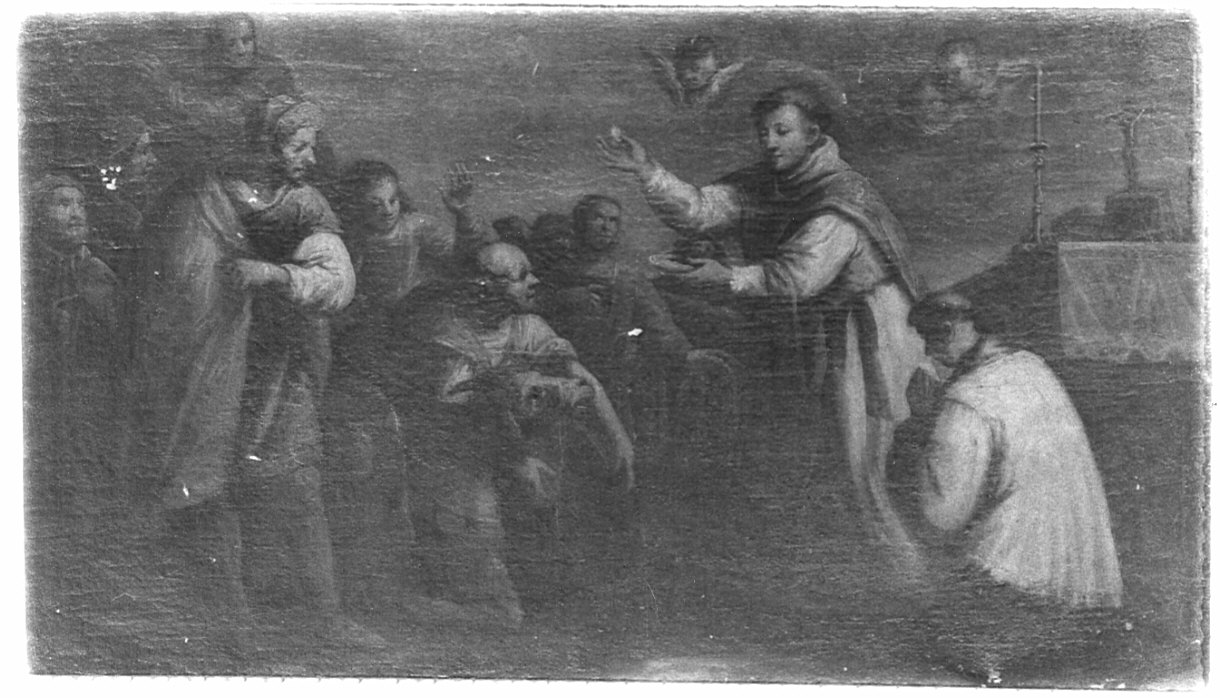 Sant'Antonio da Padova e il miracolo dell'asino (dipinto, opera isolata) - ambito lombardo (sec. XVII)