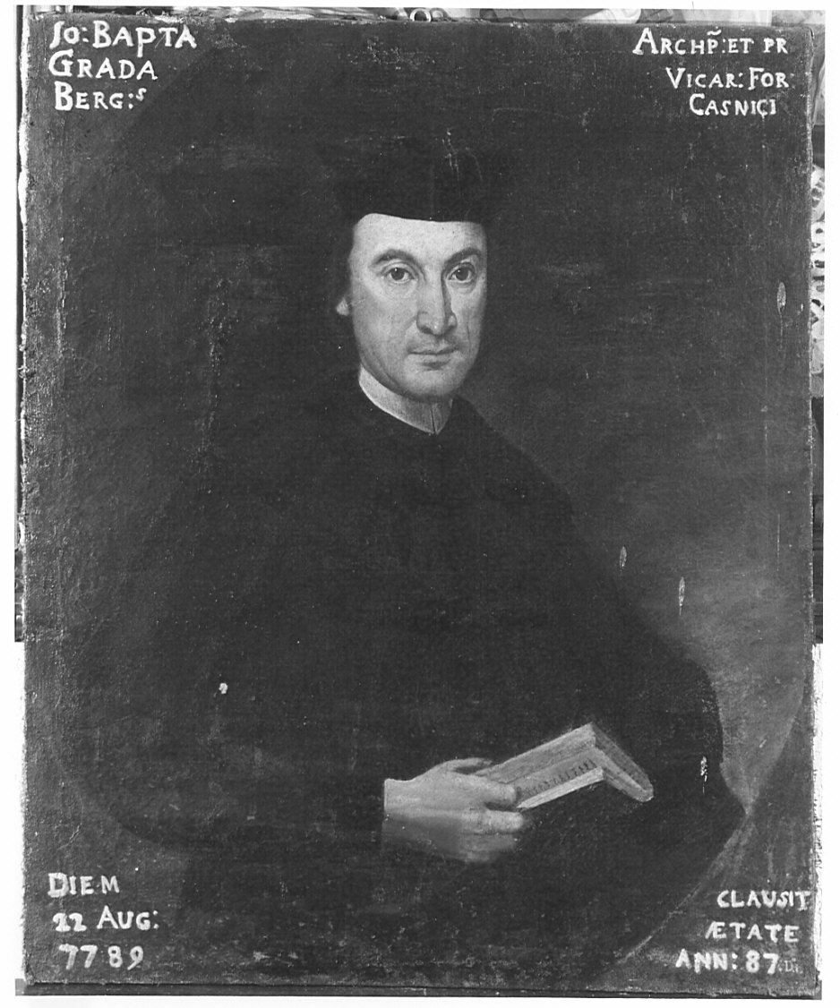 Ritratto dell'arciprete Giovanni Battista Grada (dipinto, opera isolata) - ambito lombardo (sec. XVIII)