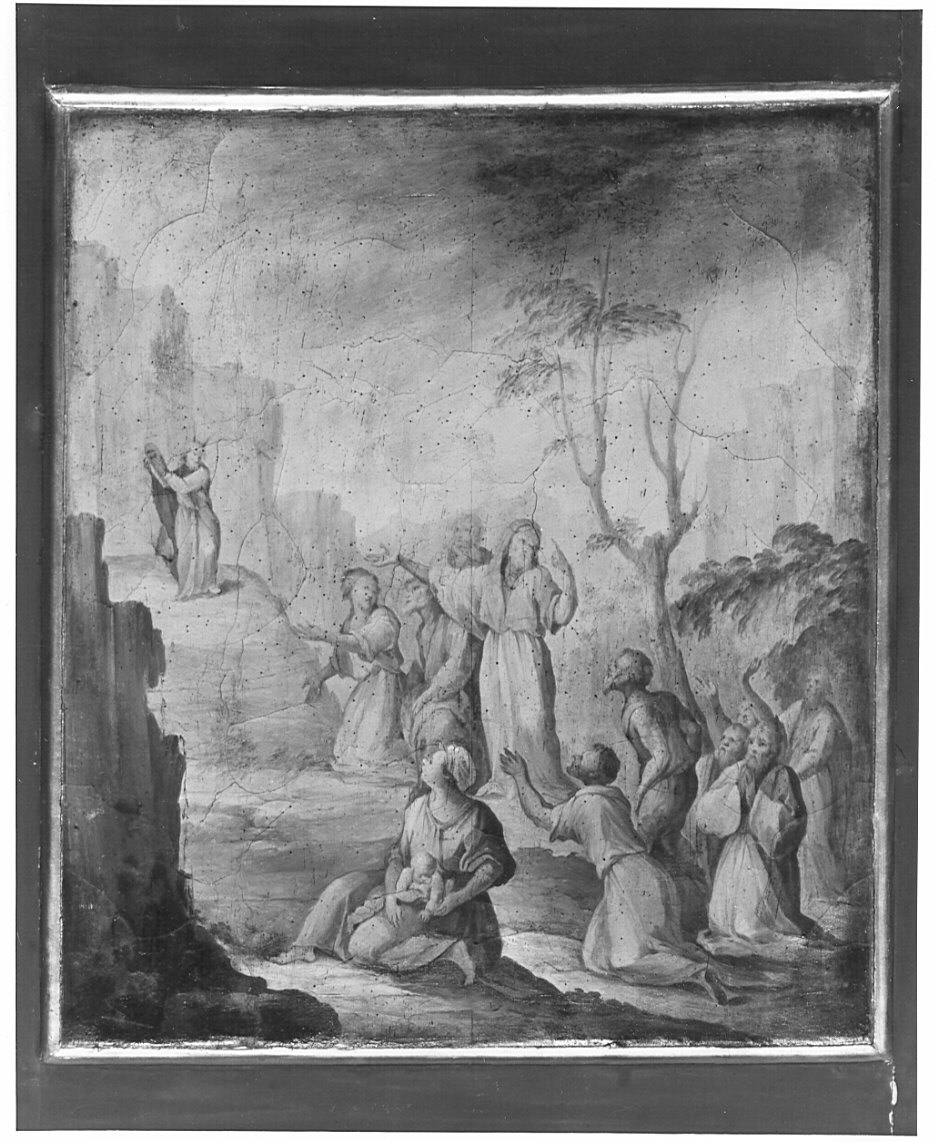 Mosè con le tavole della legge scende dal monte Sinai (dipinto, elemento d'insieme) di Paganelli Giuseppe (attribuito) (fine sec. XVIII)