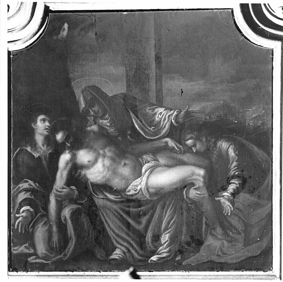 compianto sul Cristo morto (dipinto, opera isolata) di Negretti Jacopo detto Palma il Giovane (maniera) (prima metà sec. XVII)
