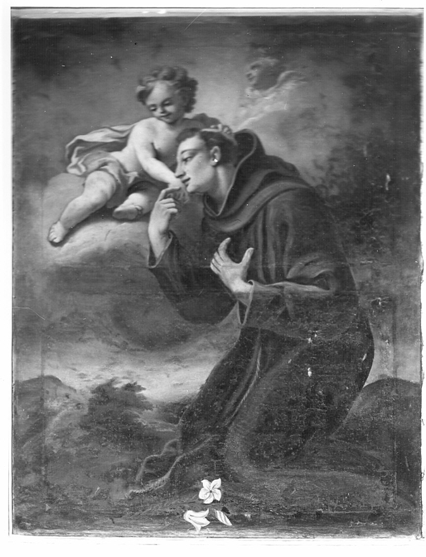 Sant'Antonio da Padova con il bambino (dipinto, opera isolata) - ambito lombardo (fine/inizio secc. XVII/ XVIII)