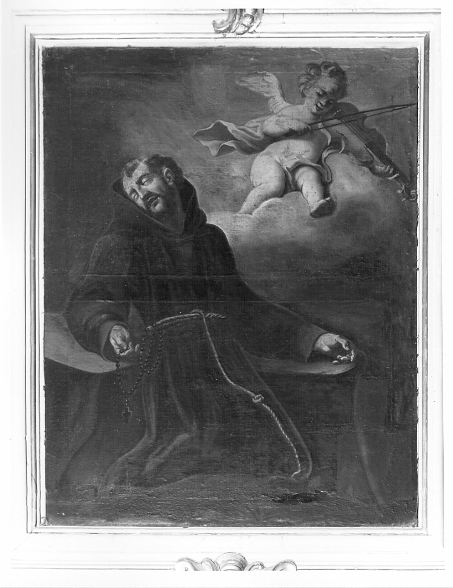San Francesco d'Assisi morente ha la visione dell'angelo che suona il violino (dipinto, opera isolata) - ambito veneto (sec. XVIII)