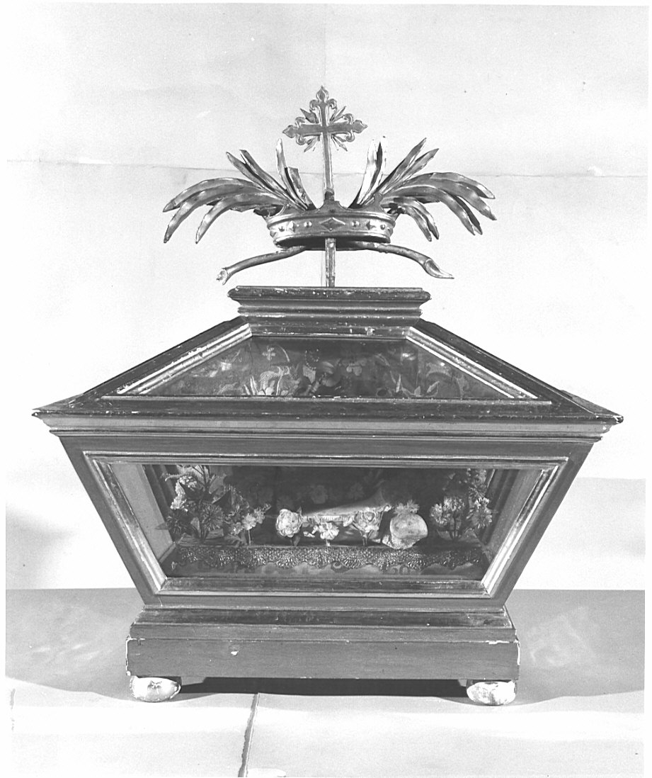 reliquiario a teca - a urna, coppia - bottega bergamasca (sec. XIX)