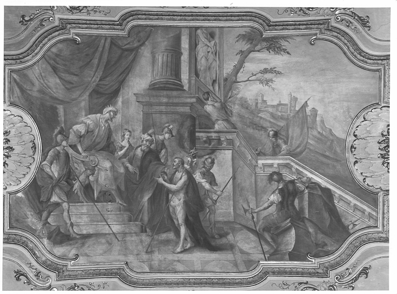 San Giovanni Battista ammonisce Erode ed Erodiade (dipinto, elemento d'insieme) di Albrici Enrico (attribuito) (sec. XVIII)