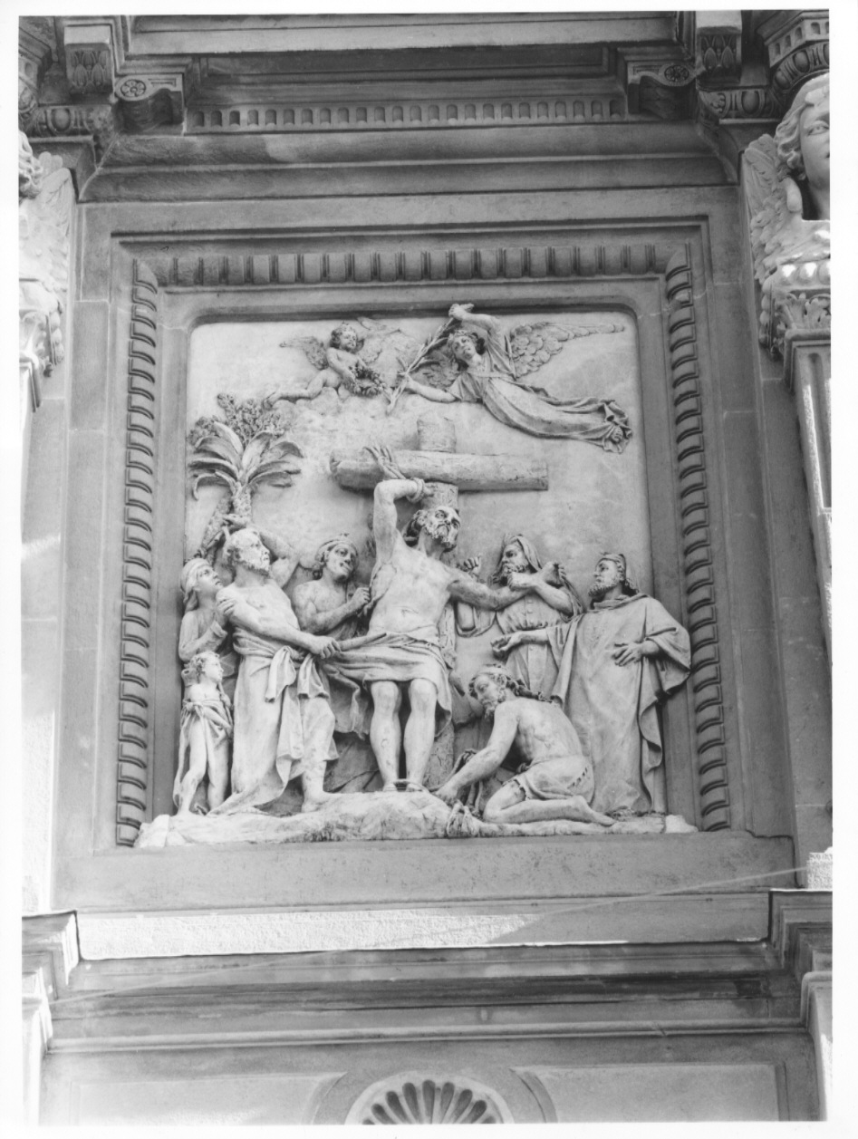 Martirio di San Bartolomeo, martirio di San Bartolomeo (rilievo, complesso decorativo) di Pagani Luigi (sec. XIX)