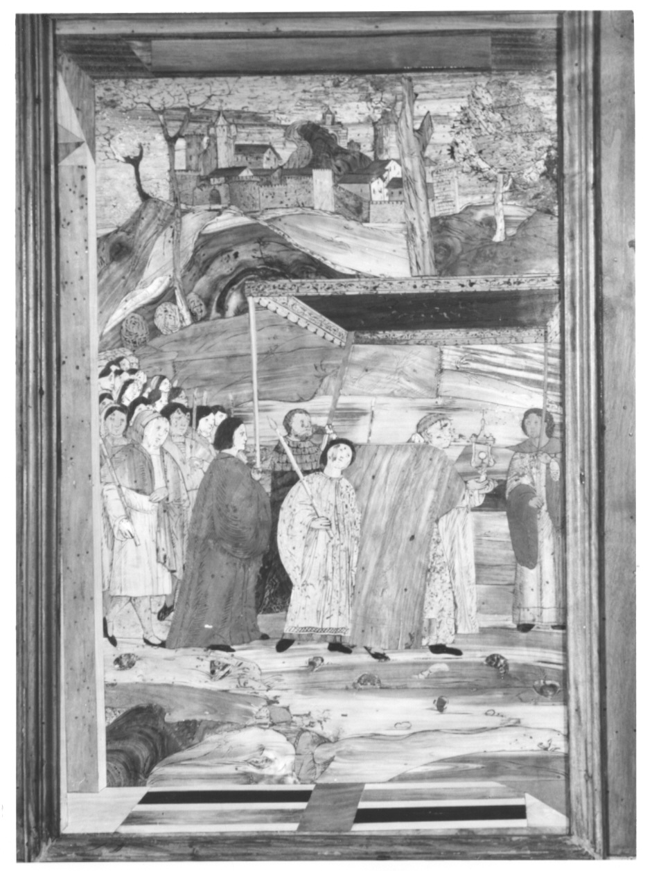 Processione eucaristica (decorazione a intarsio, complesso decorativo) di Zambelli Damiano detto fra' Damiano da Bergamo (sec. XVI)