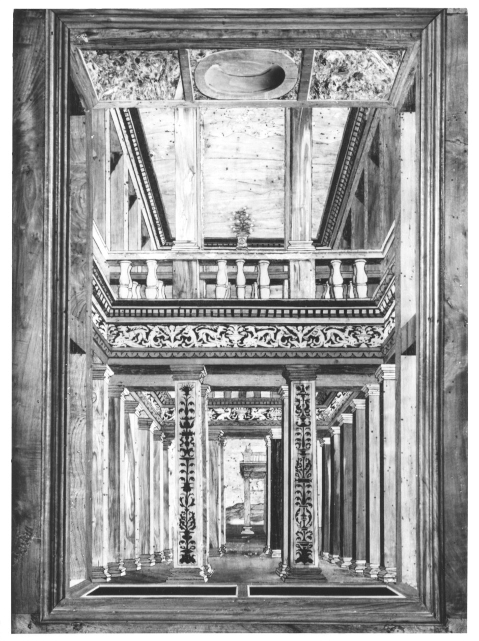 Cortile monumentale (decorazione a intarsio, complesso decorativo) di Zambelli Damiano detto fra' Damiano da Bergamo (sec. XVI)