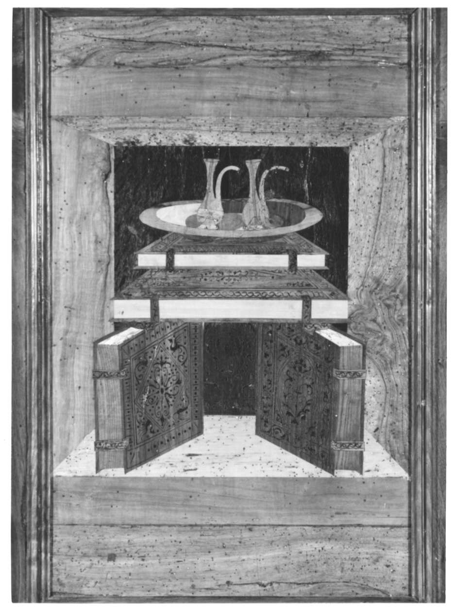 ampolline e libri liturgici (decorazione a intarsio, complesso decorativo) di Zambelli Damiano detto fra' Damiano da Bergamo (sec. XVI)