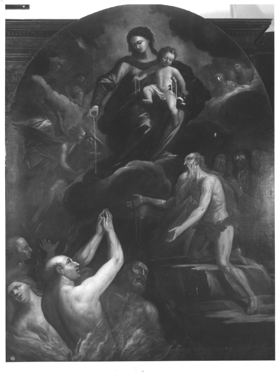 Madonna con San Girolamo e anime purganti (dipinto, opera isolata) di Carpinoni Marziale (secc. XVII/ XVIII)