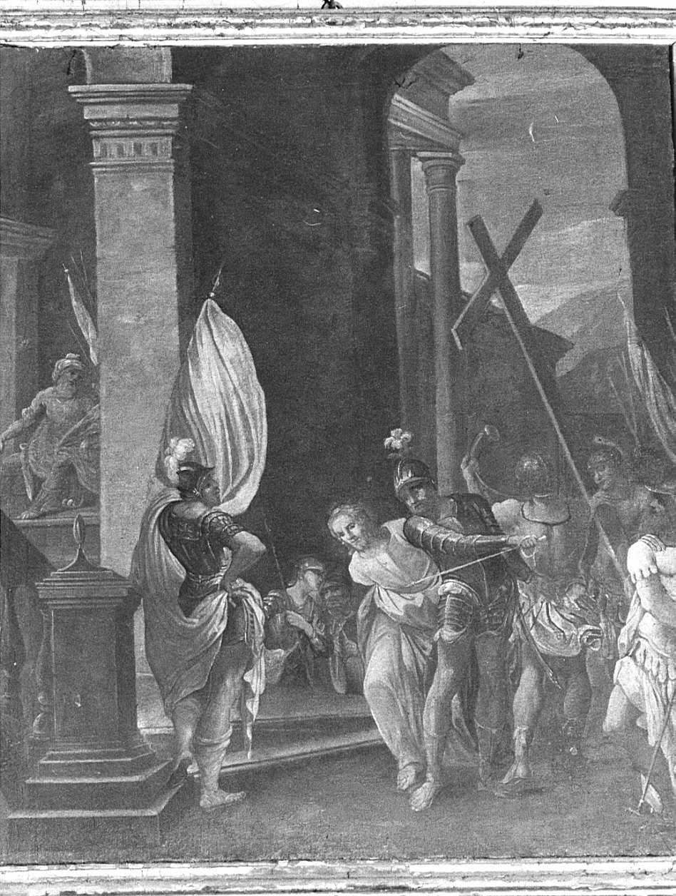 stazione I: Gesù condannato a morte (dipinto, elemento d'insieme) - ambito lombardo (sec. XVIII)