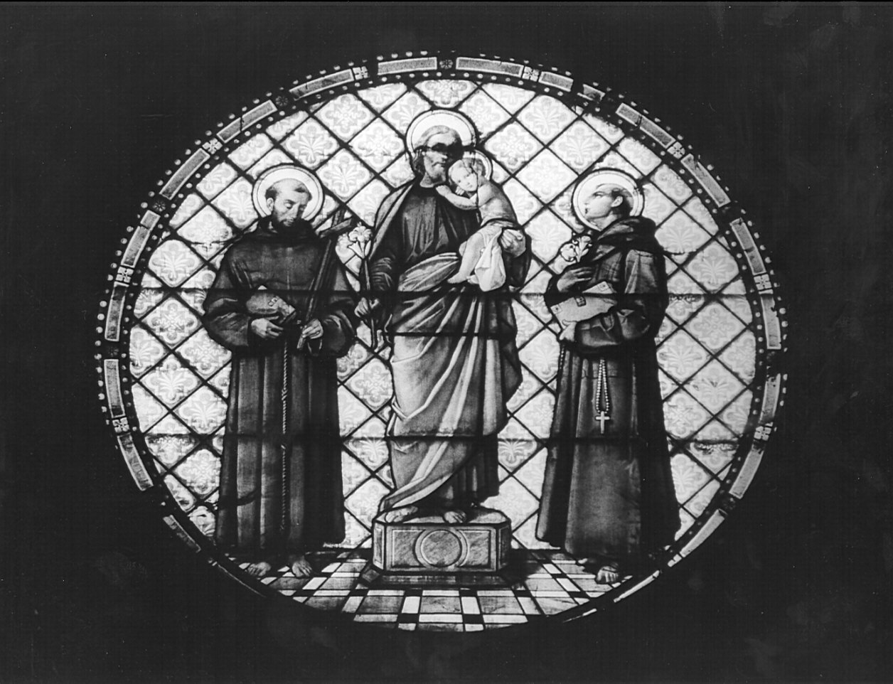 San Giuseppe e Gesù Bambino (vetrata) di Bertini Pompeo (sec. XIX)