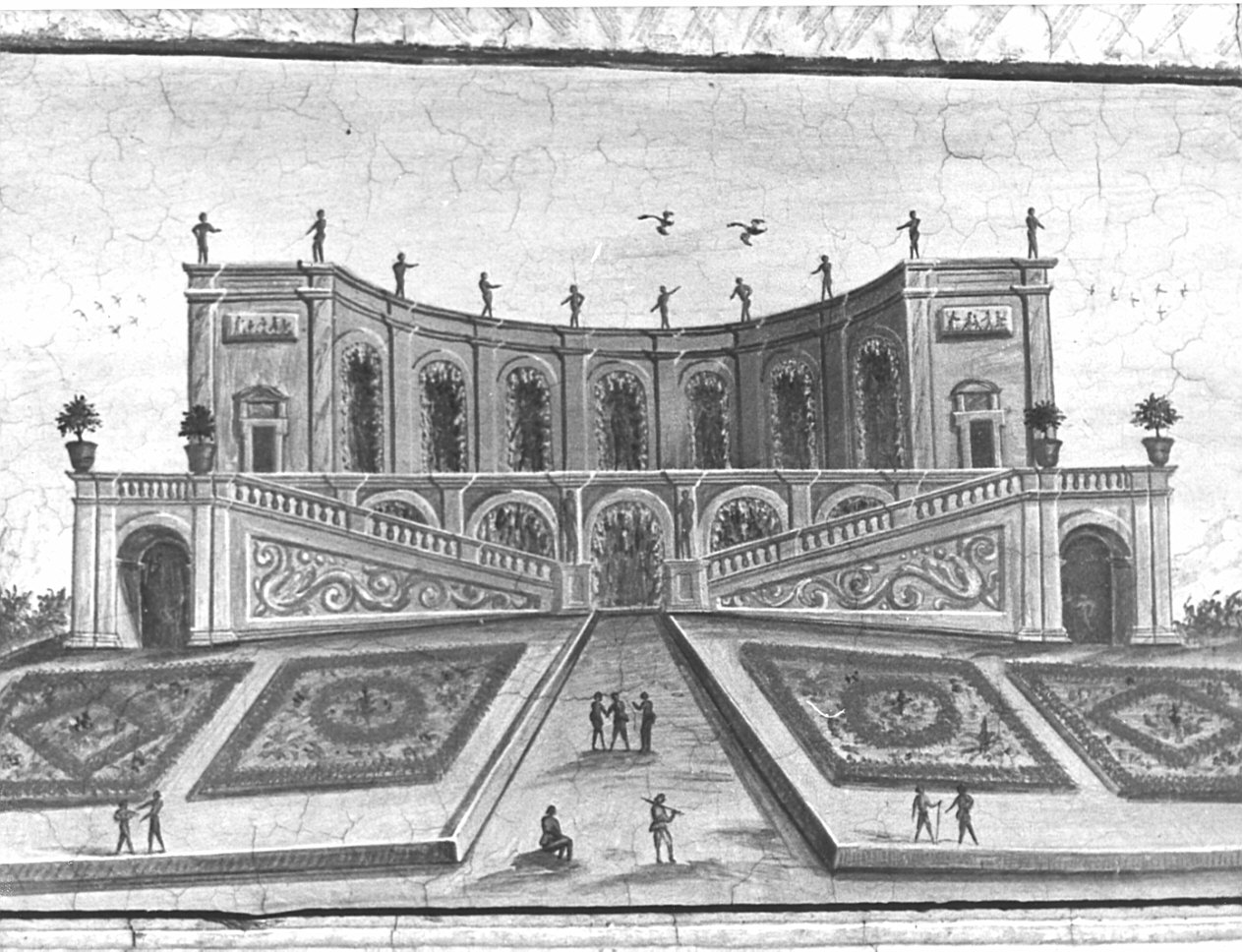 esedra di Villa Farnese (dipinto, elemento d'insieme) - ambito lombardo (prima metà sec. XVII)