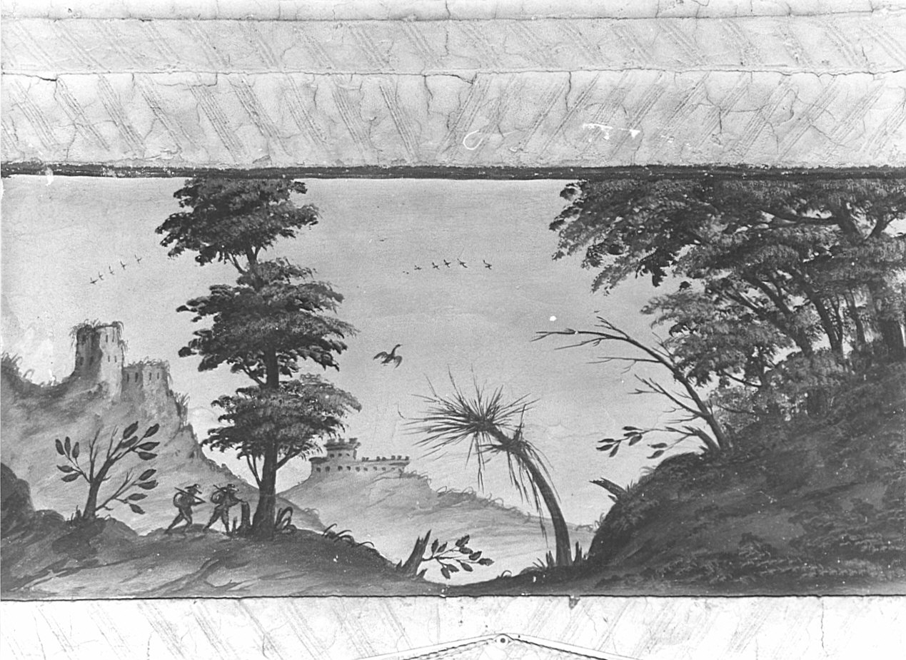 paesaggio con architetture (dipinto, elemento d'insieme) - ambito lombardo (prima metà sec. XVII)