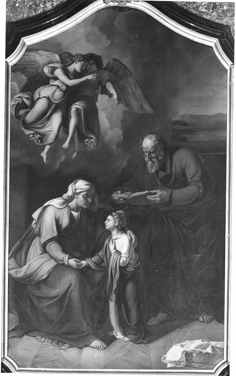 Maria Vergine bambina con Sant'Anna e San Gioacchino (dipinto, opera isolata) di Moriggia Giovanni (sec. XIX, sec. XIX)