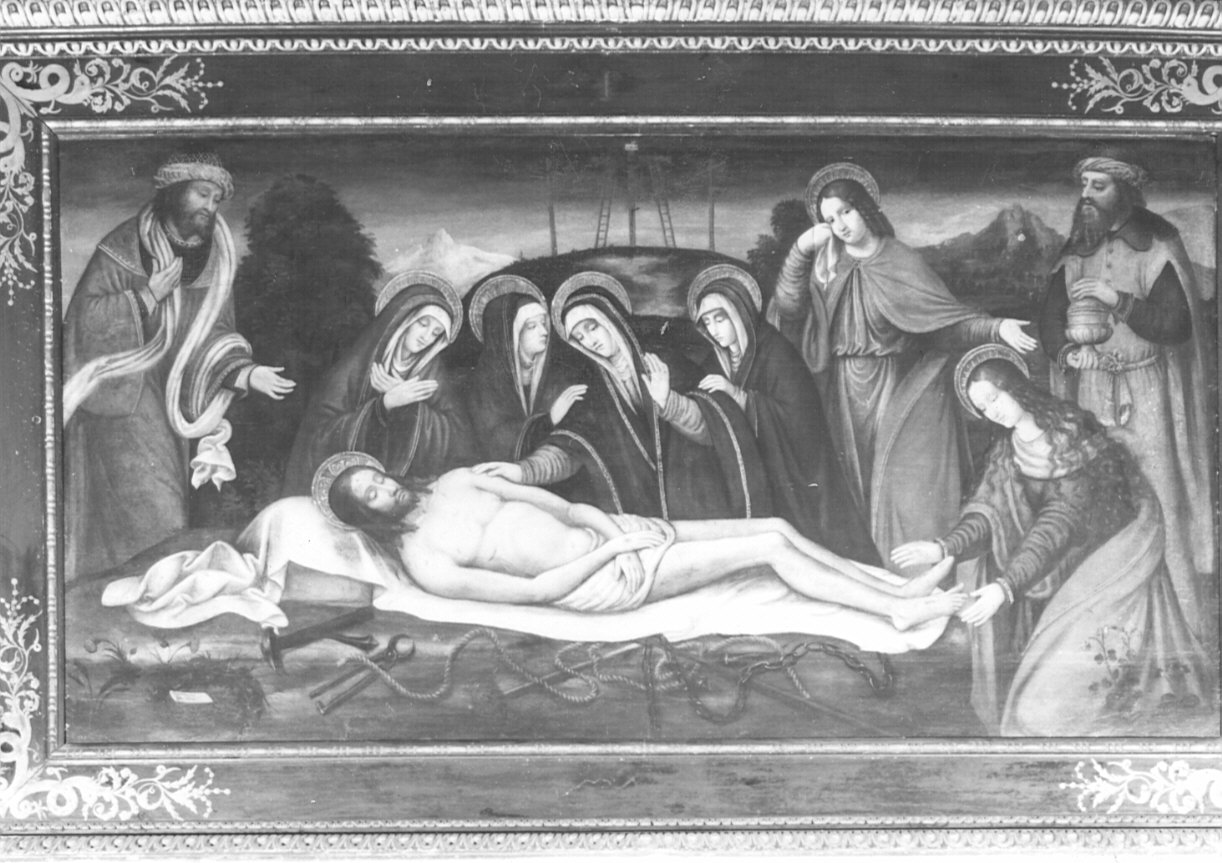 compianto sul Cristo morto (dipinto, opera isolata) di Ambrogio da Fossano detto Bergognone (maniera) (sec. XVI)