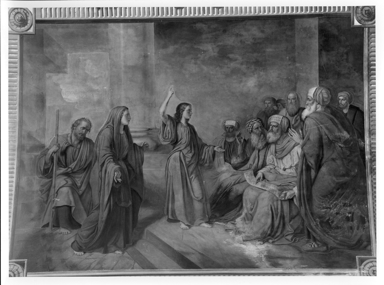 disputa di Gesù con i dottori nel tempio (dipinto, opera isolata) di Moriggia Giovanni (attribuito) (sec. XIX)