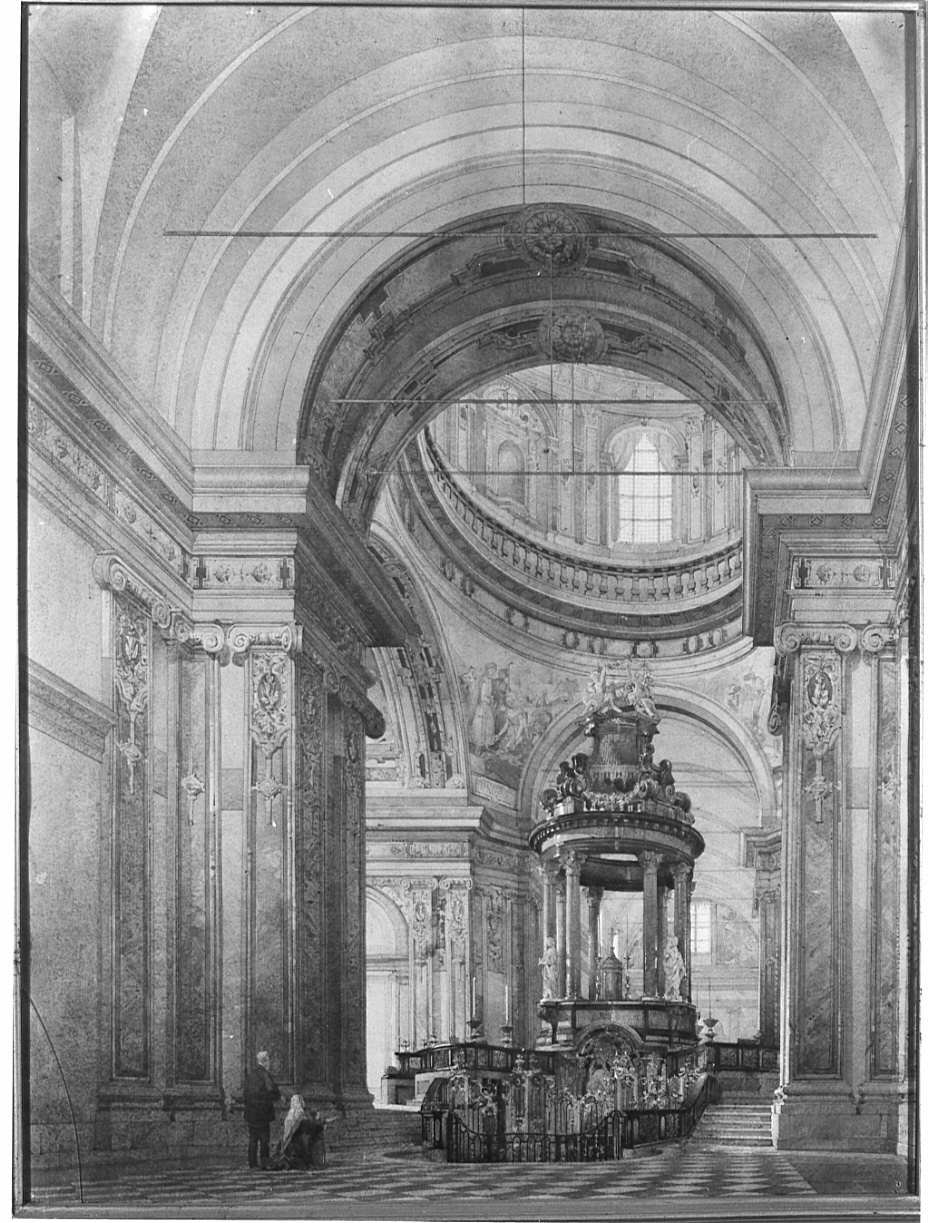 interno del Santuario di Caravaggio (dipinto, opera isolata) di Cavenaghi Emilio Giovanni (sec. XIX)