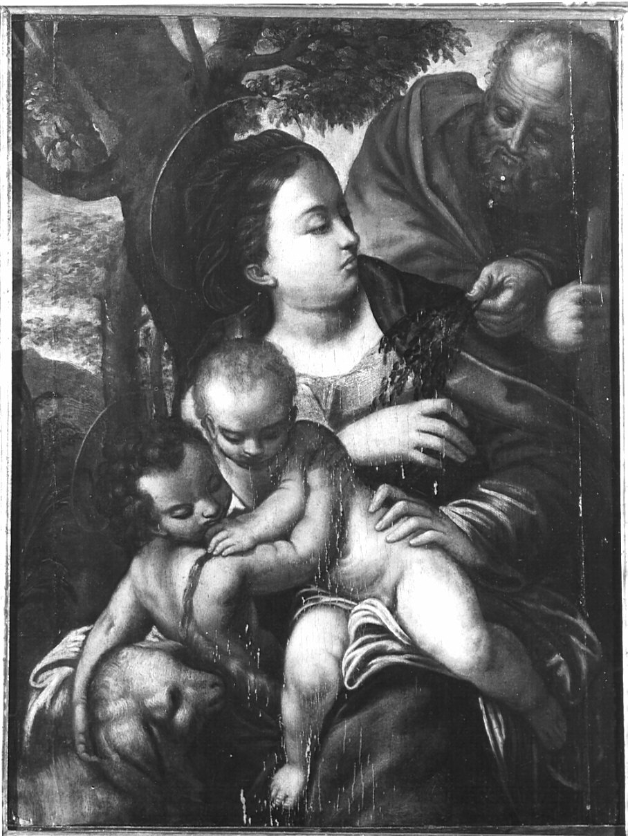 Sacra Famiglia con San Giovanni Battista bambino (dipinto, opera isolata) - ambito emiliano (fine/inizio secc. XVI/ XVII)