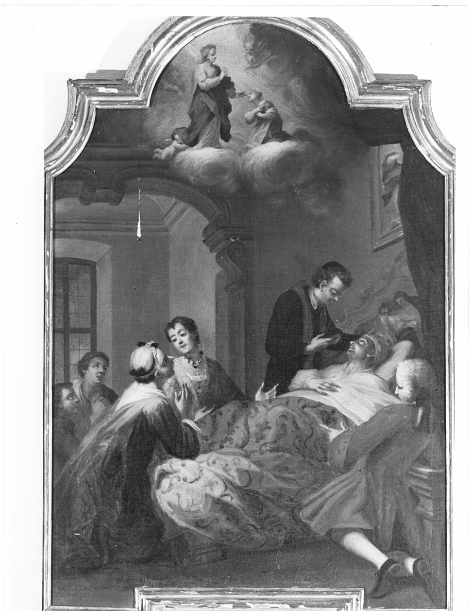 apparizione della Madonna del Sacro Fonte di Caravaggio a un ammalato (ex voto, opera isolata) - ambito veneto (seconda metà sec. XVIII)