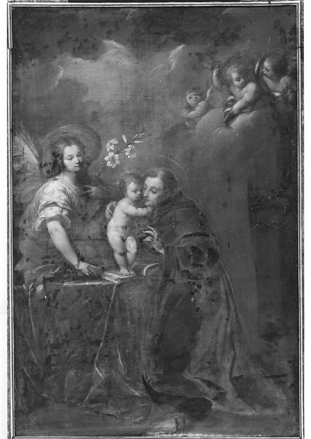 Sant'Antonio da Padova con il bambino (dipinto, opera isolata) - ambito lombardo (fine/inizio, seconda metà secc. XVII/ XVIII, sec. XX)