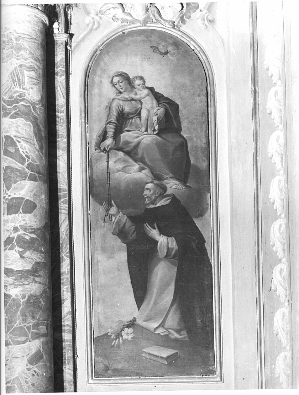 Madonna del Rosario con San Domenico (dipinto, pendant) di Asper Giovanni Andrea (metà sec. XVII)