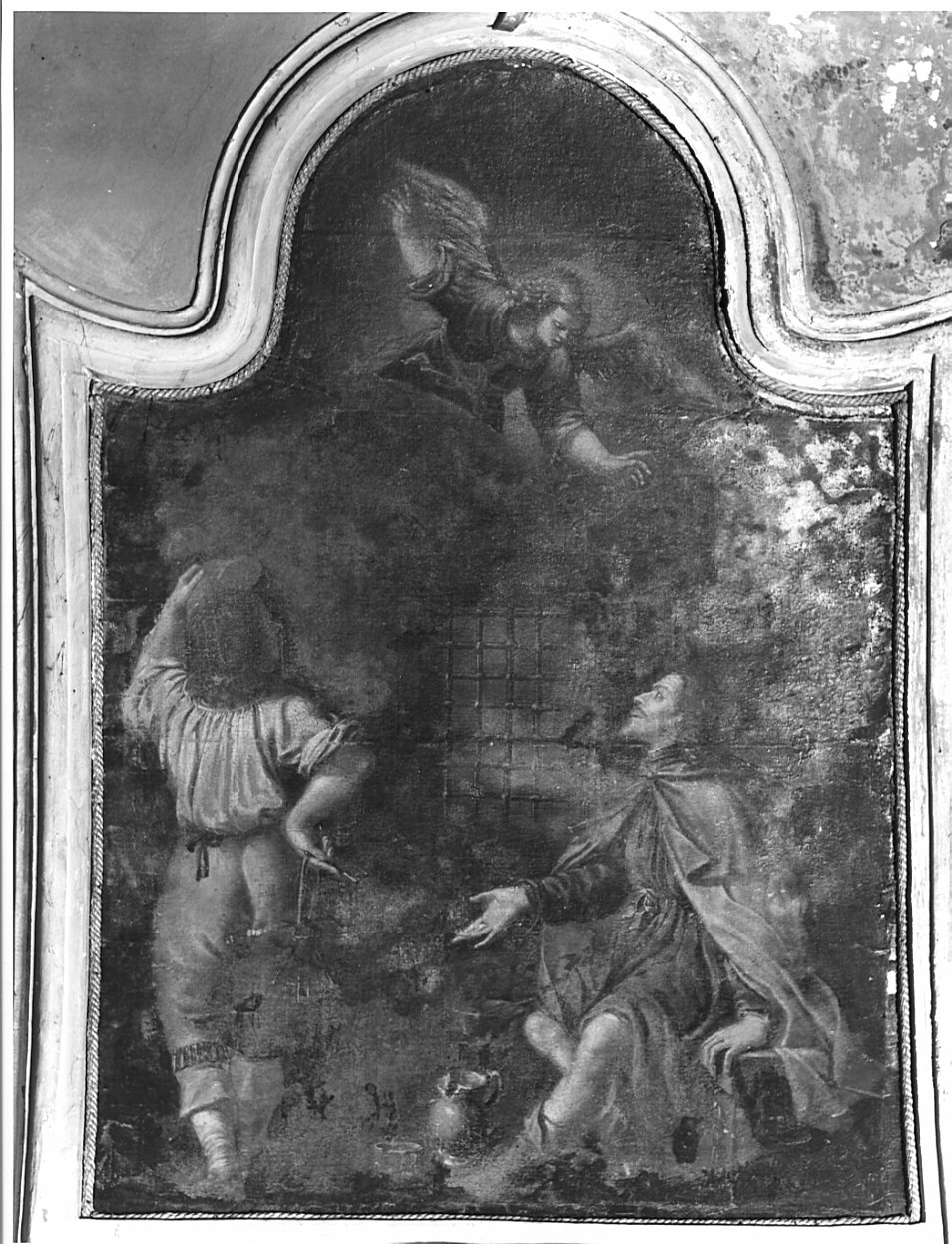 San Rocco in carcere confortato dall'angelo (dipinto, opera isolata) - ambito lombardo (sec. XVII)