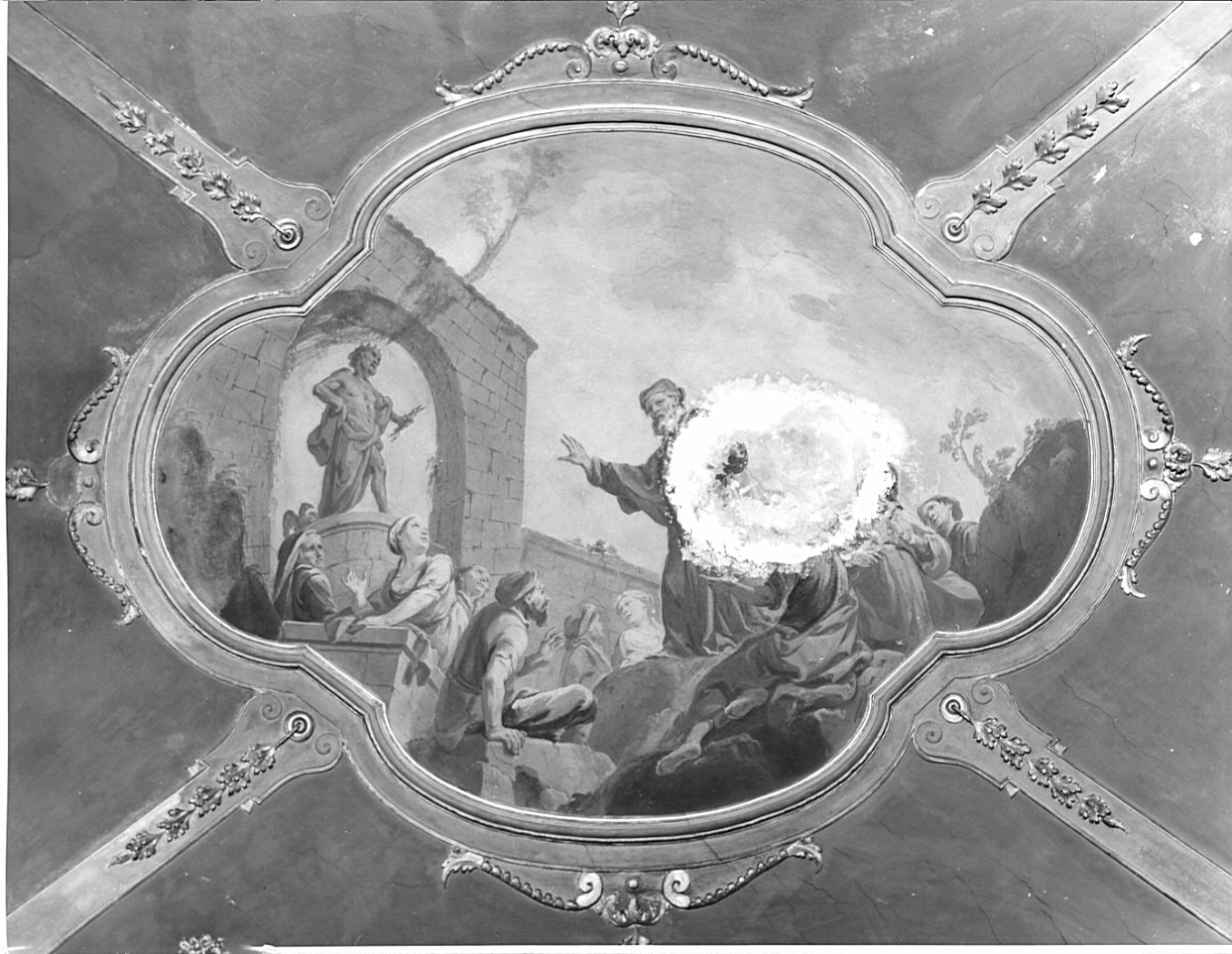 Daniele distrugge il tempio di Bel e il suo idolo (dipinto, elemento d'insieme) di Ferrari Pietro Melchiorre (seconda metà sec. XVIII)