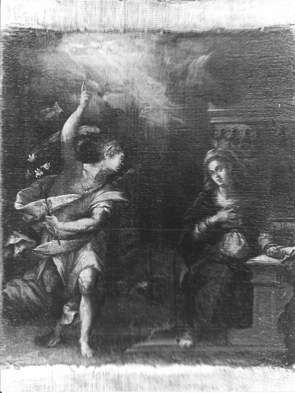 Annunciazione (dipinto, elemento d'insieme) di Carpinoni Domenico (attribuito) (prima metà sec. XVII)