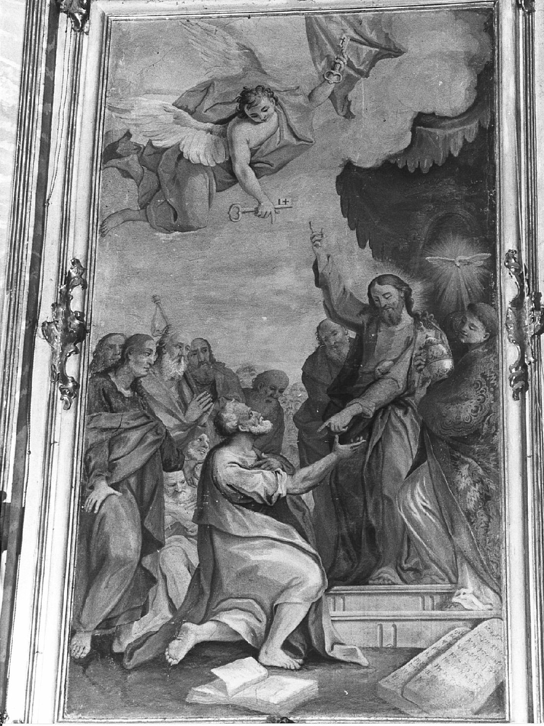 Cristo consegna le chiavi a San Pietro (dipinto, opera isolata) di Albrici Enrico (metà sec. XVIII)